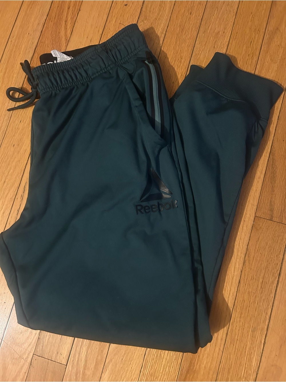 Reebok Men's Teal Jogger Sweatpants with Ribbed Cuffs